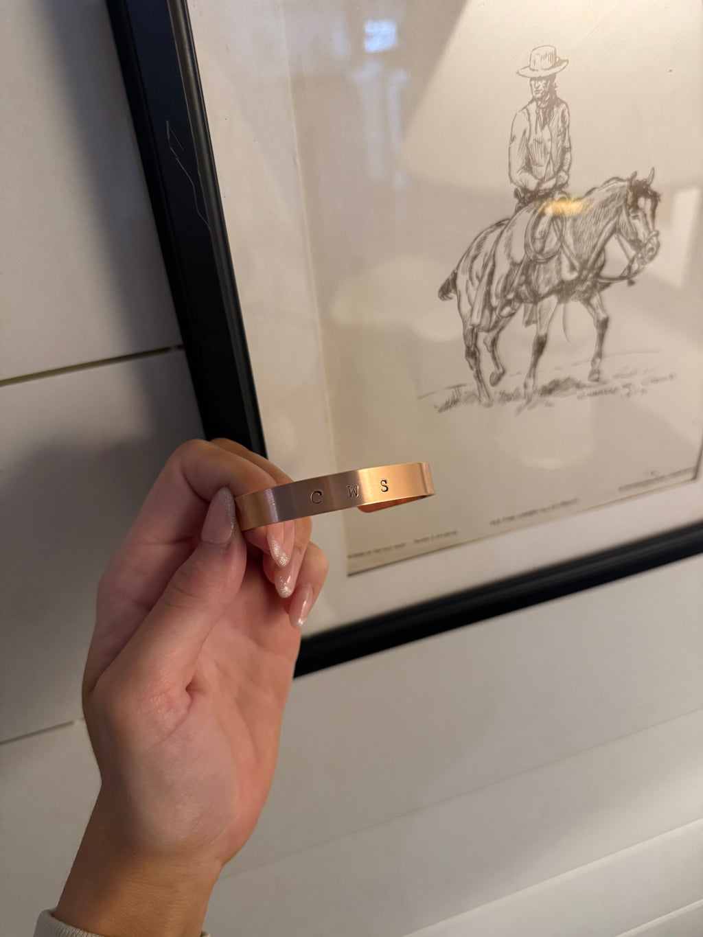 Stamped Initial Copper Cuff