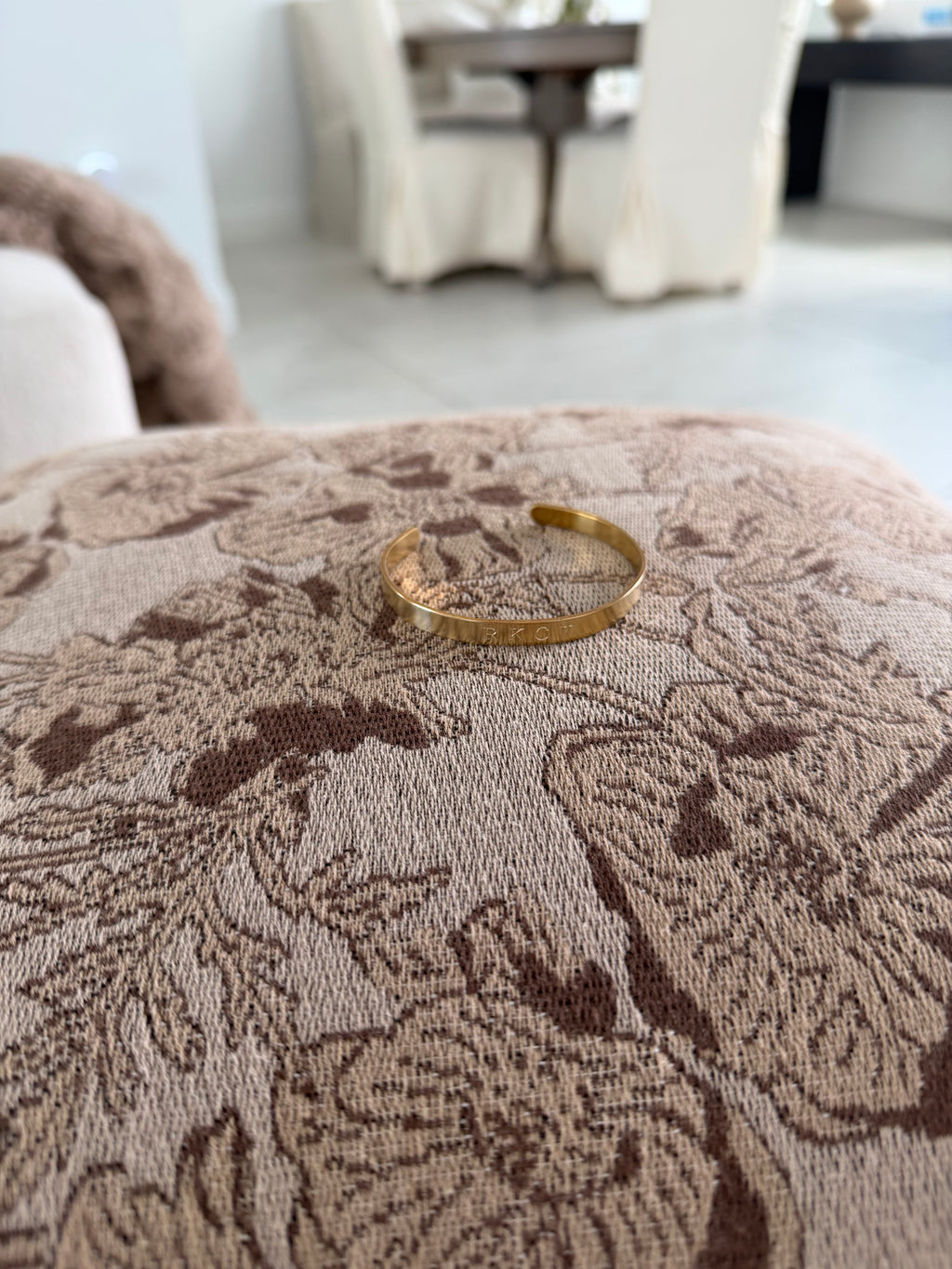 Stamped Initial Thin Gold Cuff