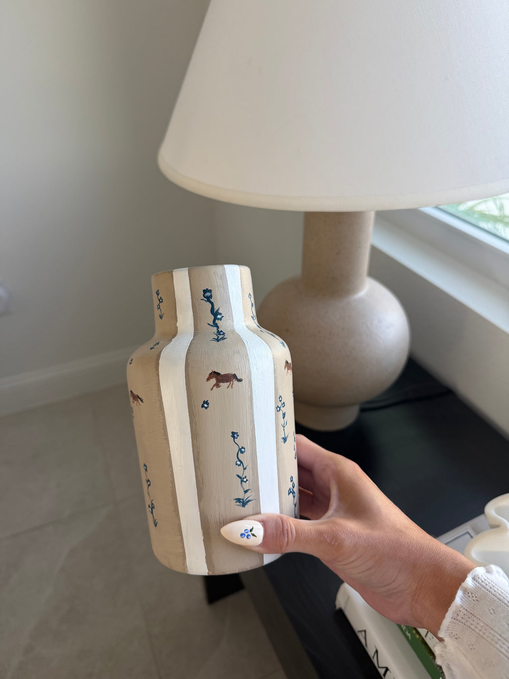 The Blue Floral Horse Vase